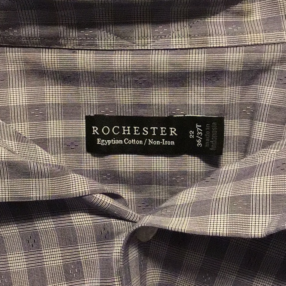 Rochester Men’s Dress shirt. 100% Egyptian Cotton. Size 5XLT, purple Checkered